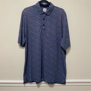 Callaway Mens Large Golf Polo Shirt Opti Dri Blue Floral All Over Print Logo